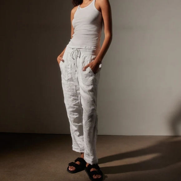 New James Perse White Linen Drape Pant - Picture 1 of 8